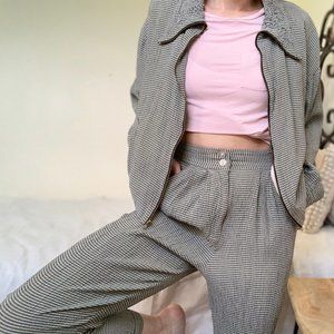 Vintage Sage Textured High Waist Pants